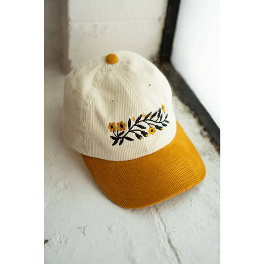 Garland Two-Tone Corduroy Dad Embroidered Cord Hat - Vanilla / Strawberry