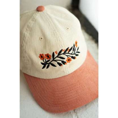 Stay Home Club - Garland Two-Tone Corduroy Dad Hat | Embroidered Cord Vanilla / Strawberry