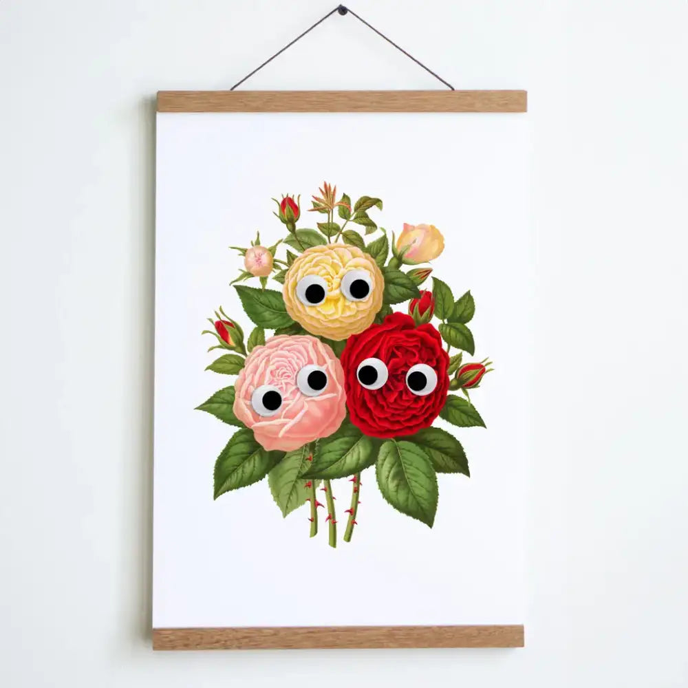 Stay Home Club - Googly Roses Print Large - 12’’ x 18’’ / None