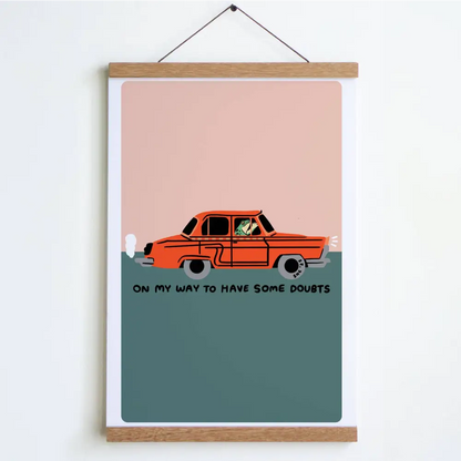 Stay Home Club - Have Some Doubts Print Large - 12’’ x 18’’ / Pink / Teal