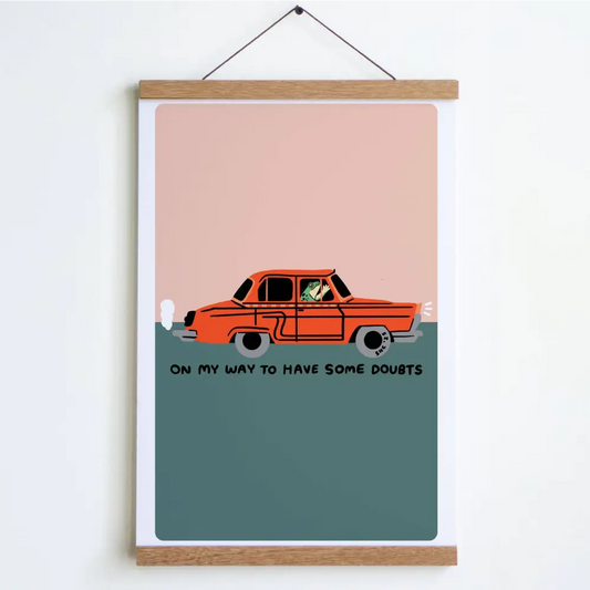 Stay Home Club - Have Some Doubts Print Large - 12’’ x 18’’ / Pink / Teal