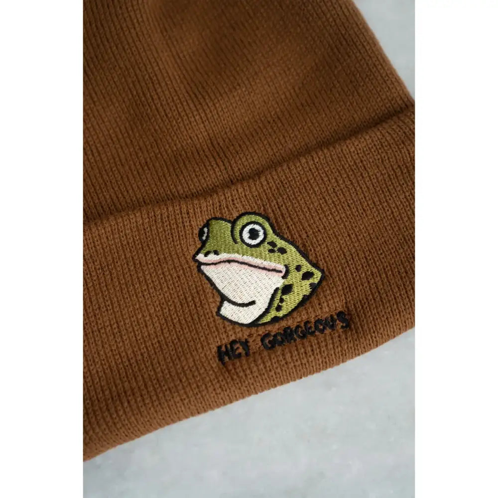 Stay Home Club - Hey Gorgeous (Frog) Beanie Knit Toque Biscuit