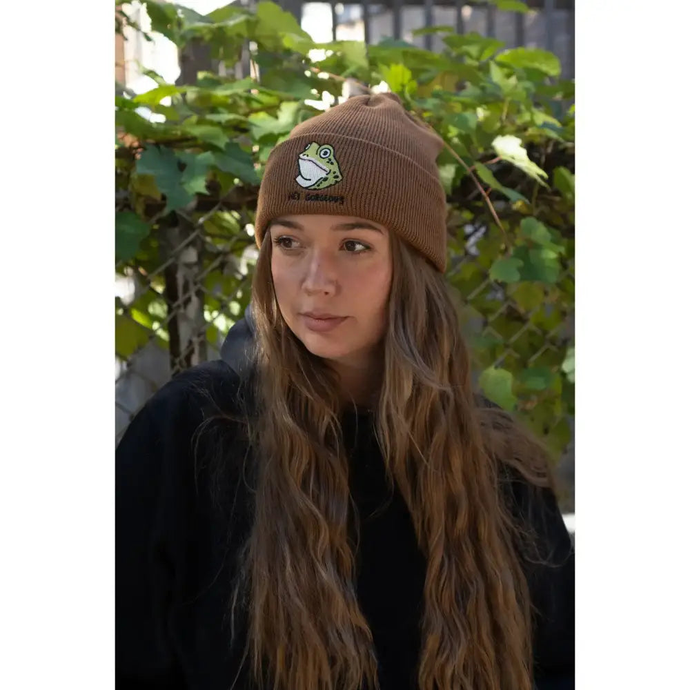 Stay Home Club - Hey Gorgeous (Frog) Beanie Knit Toque Biscuit