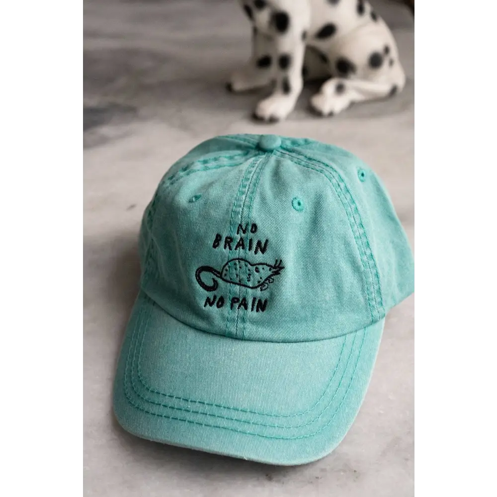 No Brain No Pain Embroidered Dad Hat - Vintage Red