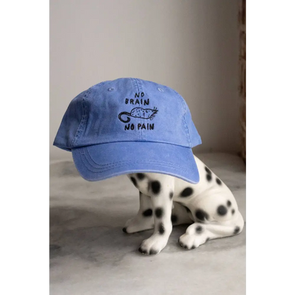 No Brain No Pain Embroidered Dad Hat - Vintage Red
