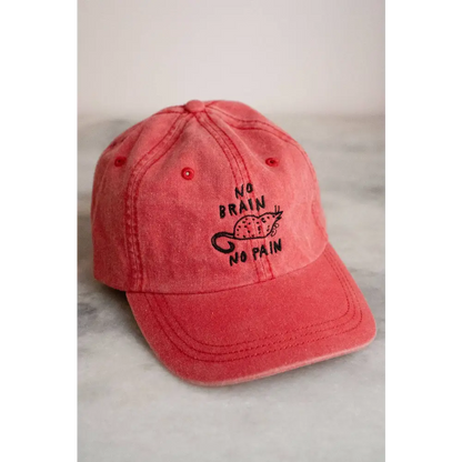 Stay Home Club - No Brain Pain Hat | Embroidered Dad Vintage Red