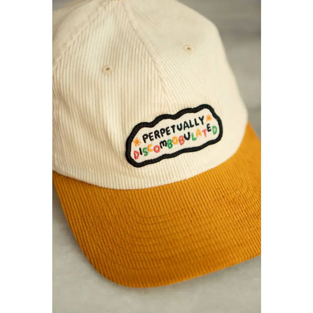 Stay Home Club - Perpetually Discombobulated Patched Corduroy Dad Hat Vanilla / Butterscotch