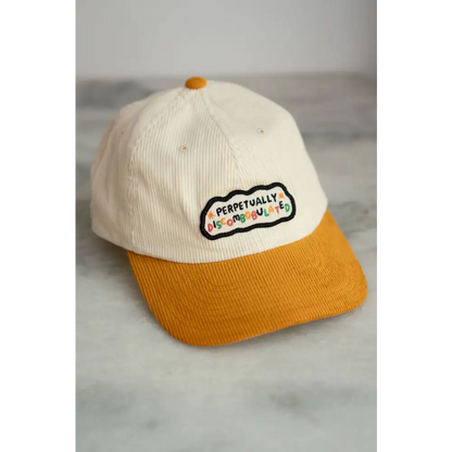 Stay Home Club - Perpetually Discombobulated Patched Corduroy Dad Hat Vanilla / Butterscotch