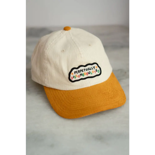 Stay Home Club - Perpetually Discombobulated Patched Corduroy Dad Hat Vanilla / Butterscotch