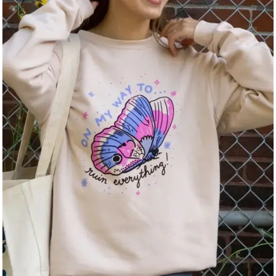 Ruin Butterfly Sweatshirt Pink Salt - PABOOM