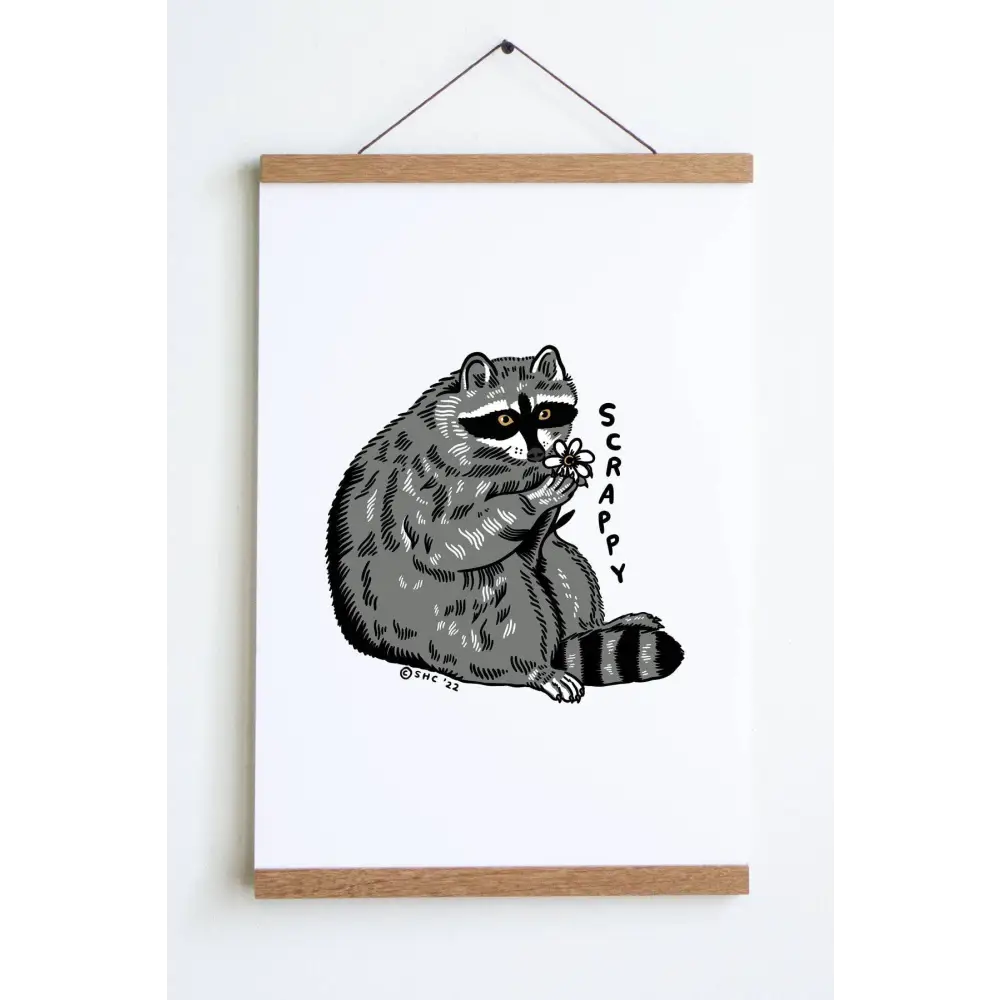 Scrappy Raccoon Print - Aqua Purple Gradient