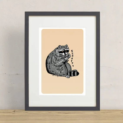 Scrappy Raccoon Print - Sand