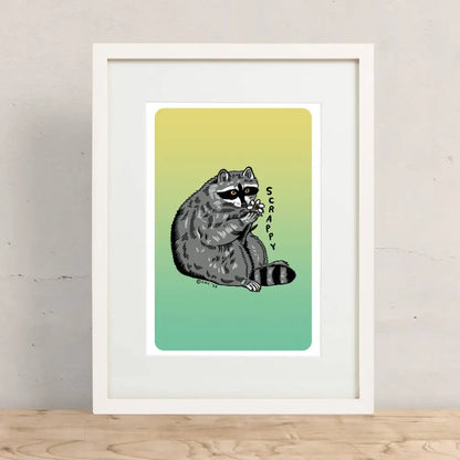 Scrappy Raccoon Print - Aqua Purple Gradient