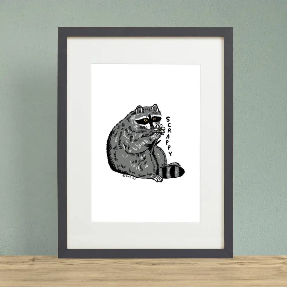 Scrappy Raccoon Print - Yellow Green Gradient