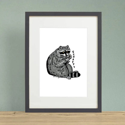 Scrappy Raccoon Print - Sand
