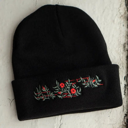 Stay Home Club - Wallflower Knit Embroidered Floral Toque Black