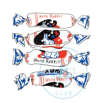 Stay Home Club - White Rabbit Print Large - 12’’ x 18’’
