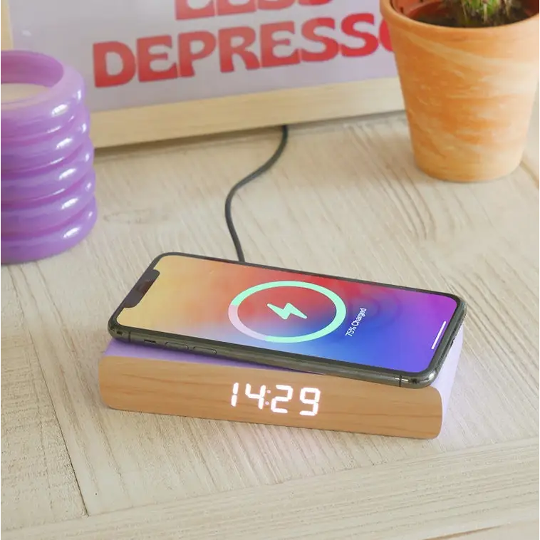 Wireless Charger And Alarm Clock Yellow - PABOOM