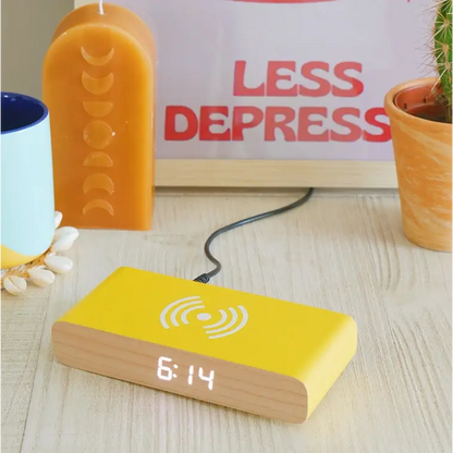 Wireless Charger And Alarm Clock Yellow - PABOOM