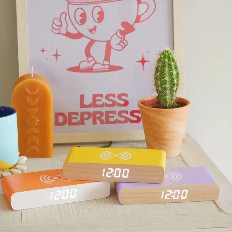 Wireless Charger And Alarm Clock Yellow - PABOOM