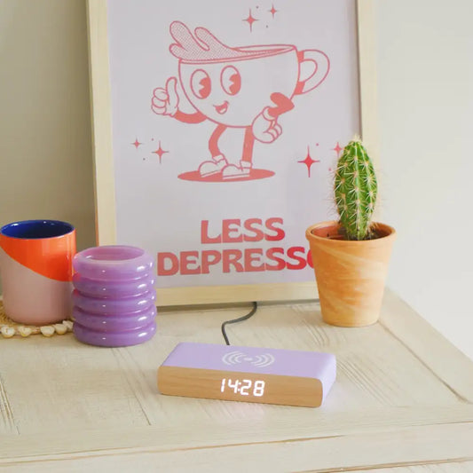 Wireless Charger And Alarm Purple - PABOOM