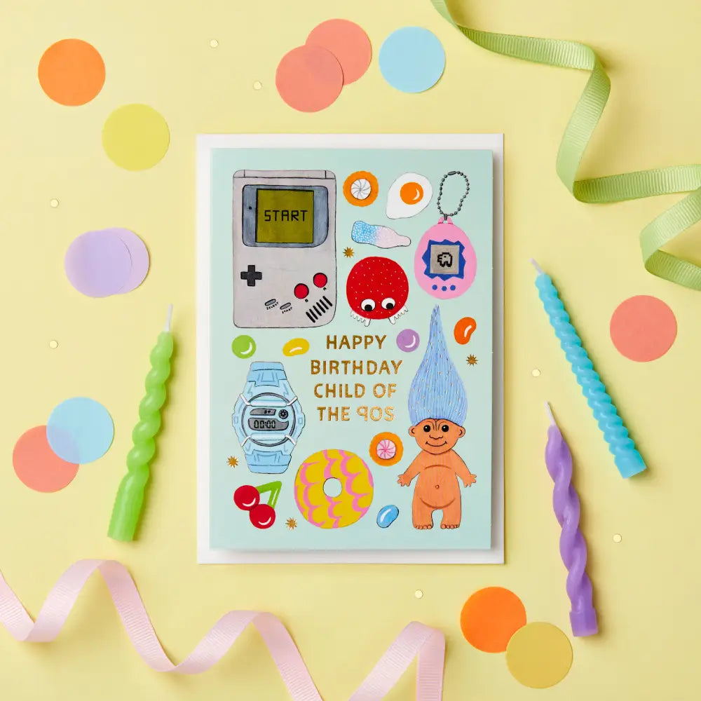 Stormy Knight - Child of the 90s Birthday Card | Luxury Gold Foil Celo bags