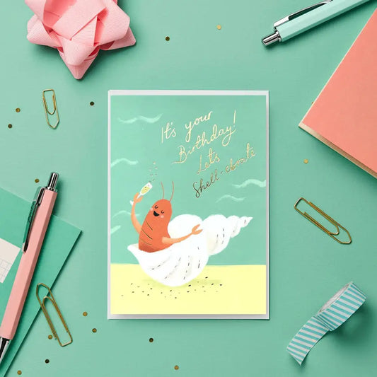 Stormy Knight - Let’s Shell-ebrate Card | Gold Foil Luxury Birthday Celo Bags
