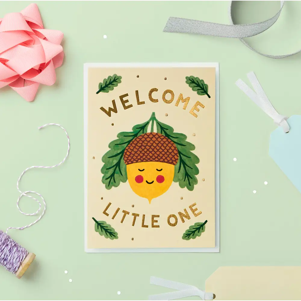 Stormy Knight - Little Acorn New Baby Card | Gender Neutral Celo bags
