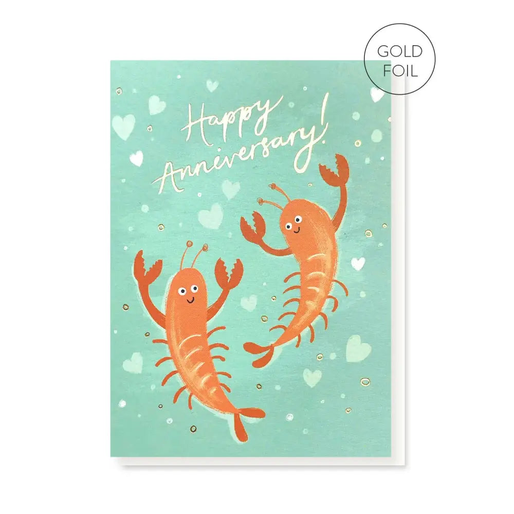 Stormy Knight - Lobsters Gold Foil Luxury Anniversary Card | Hand Painted Celo Bag