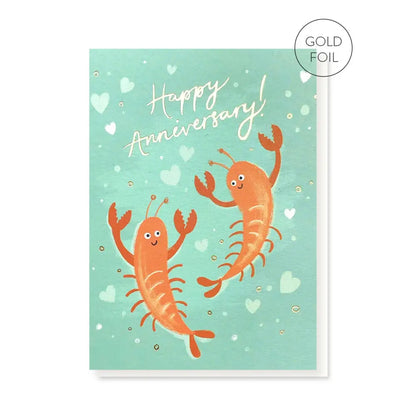 Stormy Knight - Lobsters Gold Foil Luxury Anniversary Card | Hand Painted Celo Bag