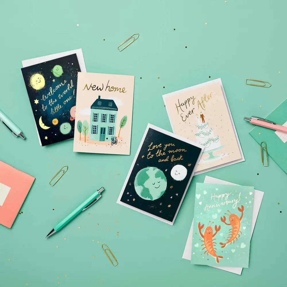 Stormy Knight - Lobsters Gold Foil Luxury Anniversary Card | Hand Painted Celo Bag