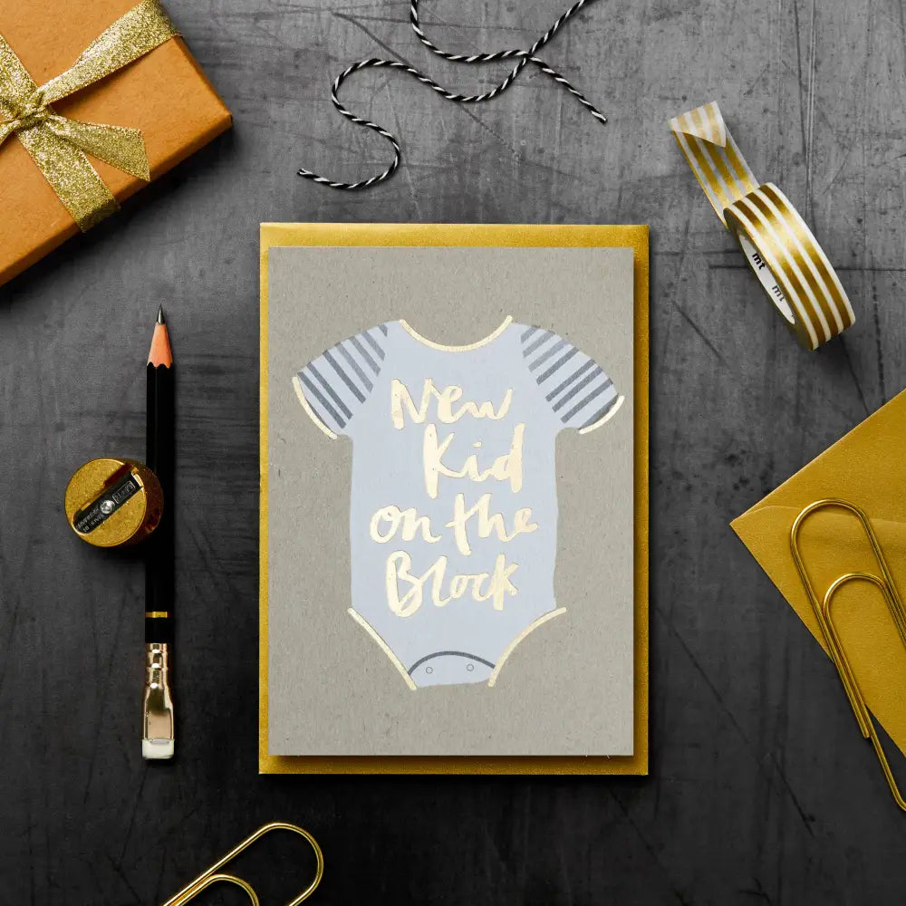 Stormy Knight - New Kid on the Block Baby Card | Foil Parent Celo Bags