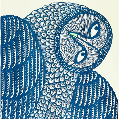 Strangford - A Wing and Prayer - blue owl illustration green beak