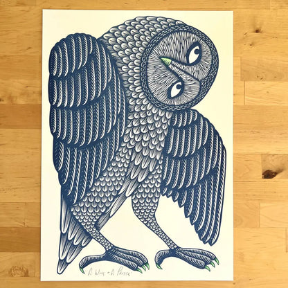 Strangford - A Wing and Prayer - stylized graphic print owl head
