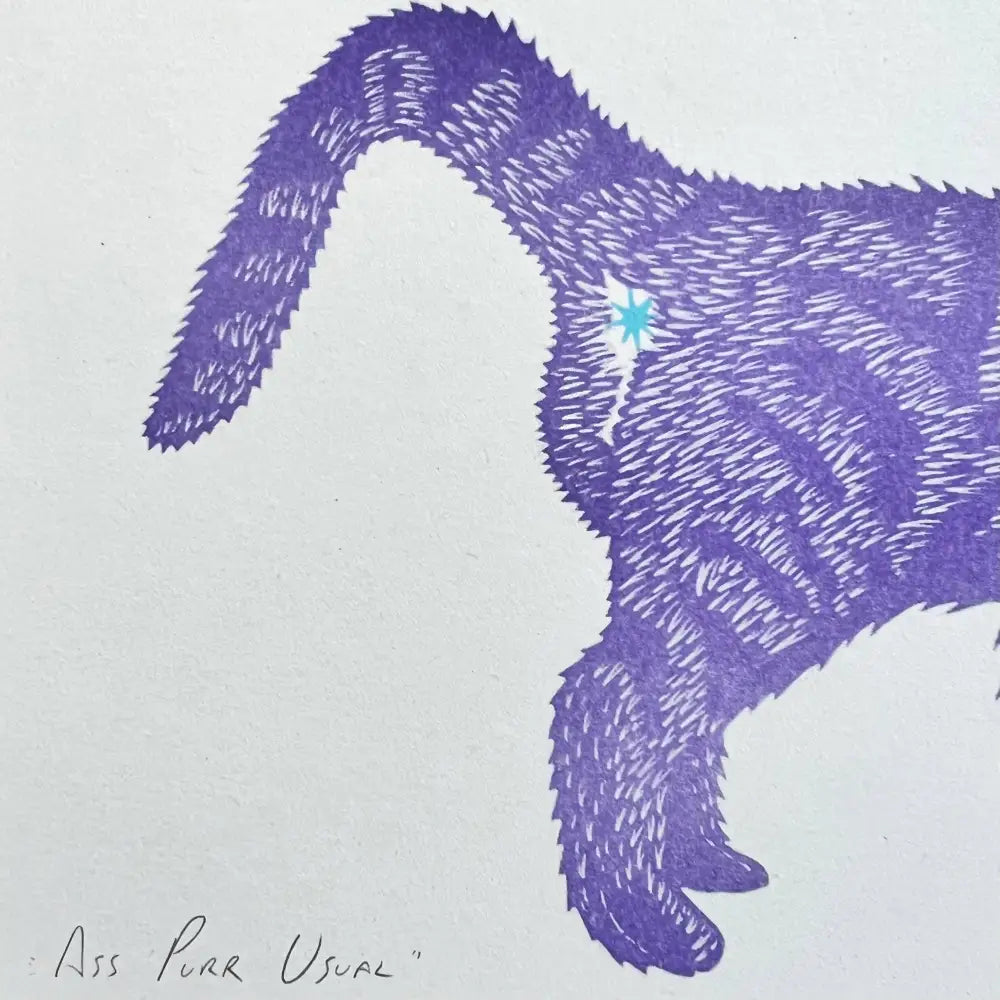 Strangford - Ass Purr Usual - purple feline sparkly phrase purr