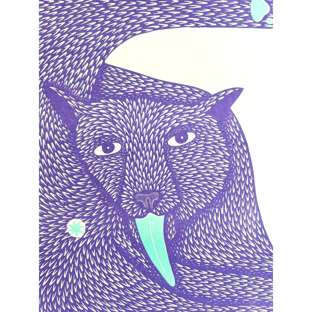 Strangford - Cat Riso Print - purple beast long blue tongue
