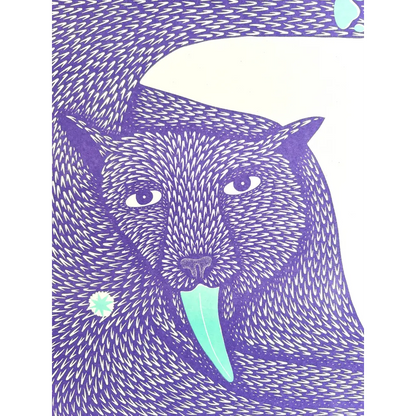 Strangford - Cat Riso Print - purple beast long blue tongue