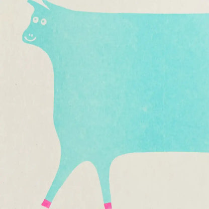Strangford - Cow Riso Card - light blue cow pink hooves