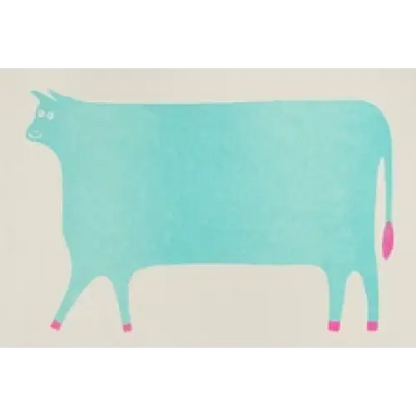 Strangford - Cow Riso Card - light blue cow pink hooves