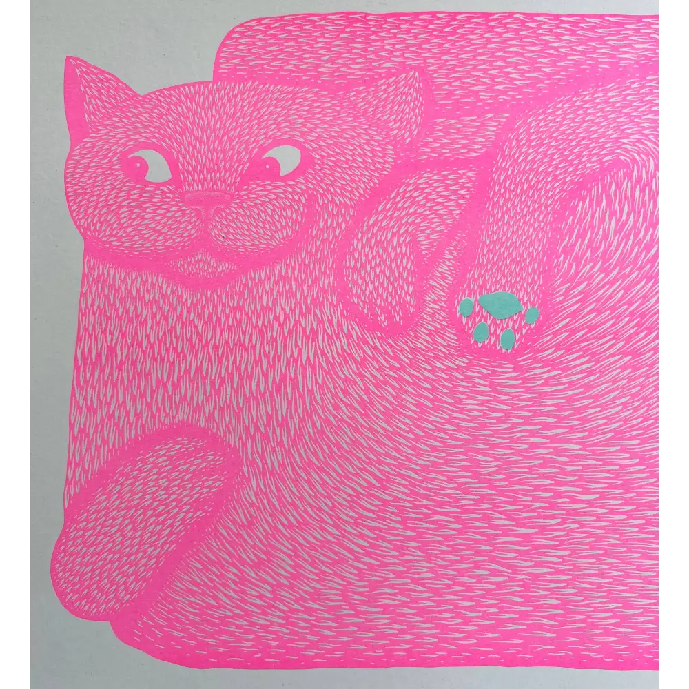 Strangford - “I’m Just A Paw Boy From Family” - bright pink cat green paw