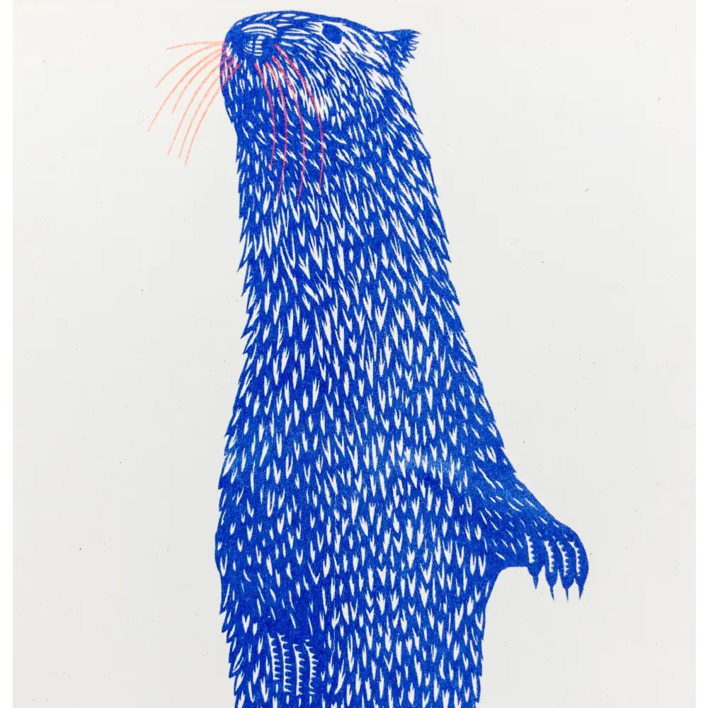 Strangford - Long Otter - whimsical blue otter orange whiskers