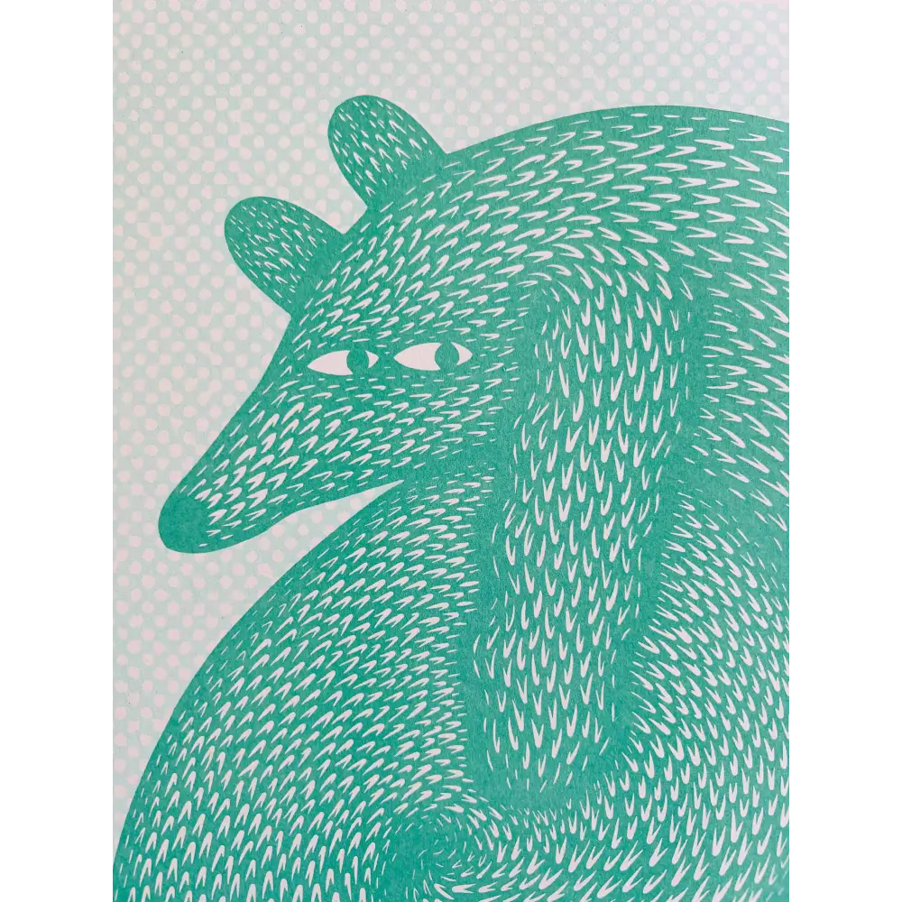 Strangford - Sausage Roll - green stylized fox textured scaly