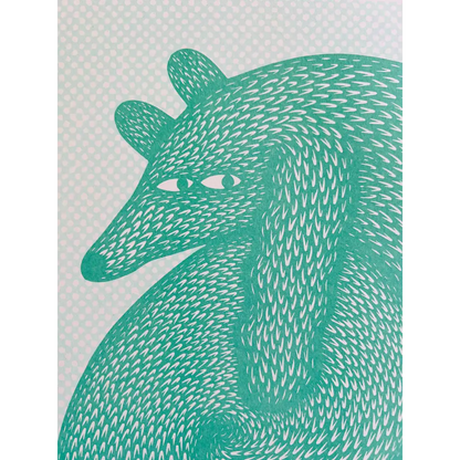 Strangford - Sausage Roll - green stylized fox textured scaly