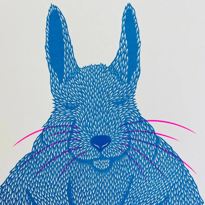 Strangford - Siesta - blue rabbit illustration pink whiskers