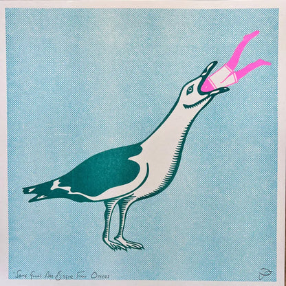 Strangford - Some Gulls Are Bigger Than Others - screen print seagull pair human