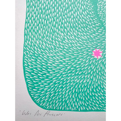 Strangford - Wet Ass Penelope Riso Print - vibrant green pink abstract print