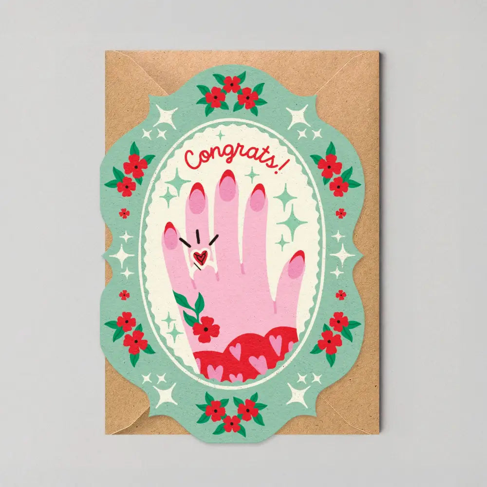 Studio Boketto - Congrats Ring Engagement Card | Unique Shaped Greeting