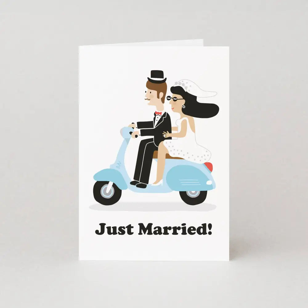 Studio Boketto - Just Married Card | Wedding | Scooter