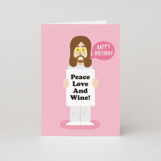 Studio Boketto - Peace Love and Wine Birthday Card | Funny