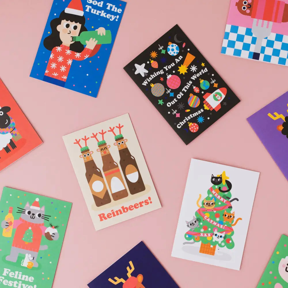 Studio Boketto - Prosecc...Ho-Ho-Ho Christmas Card | Wine Cards